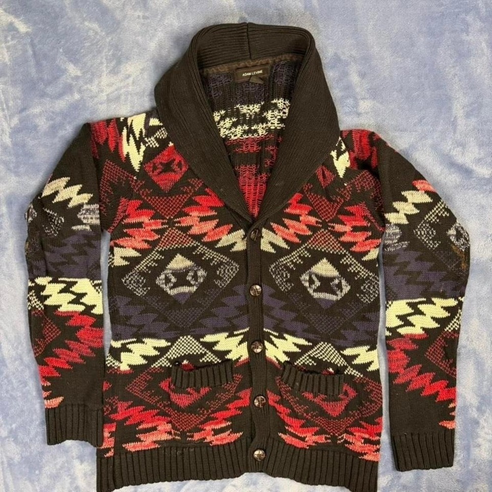 Adam Levine black & red Aztec‎ cardigan Size S